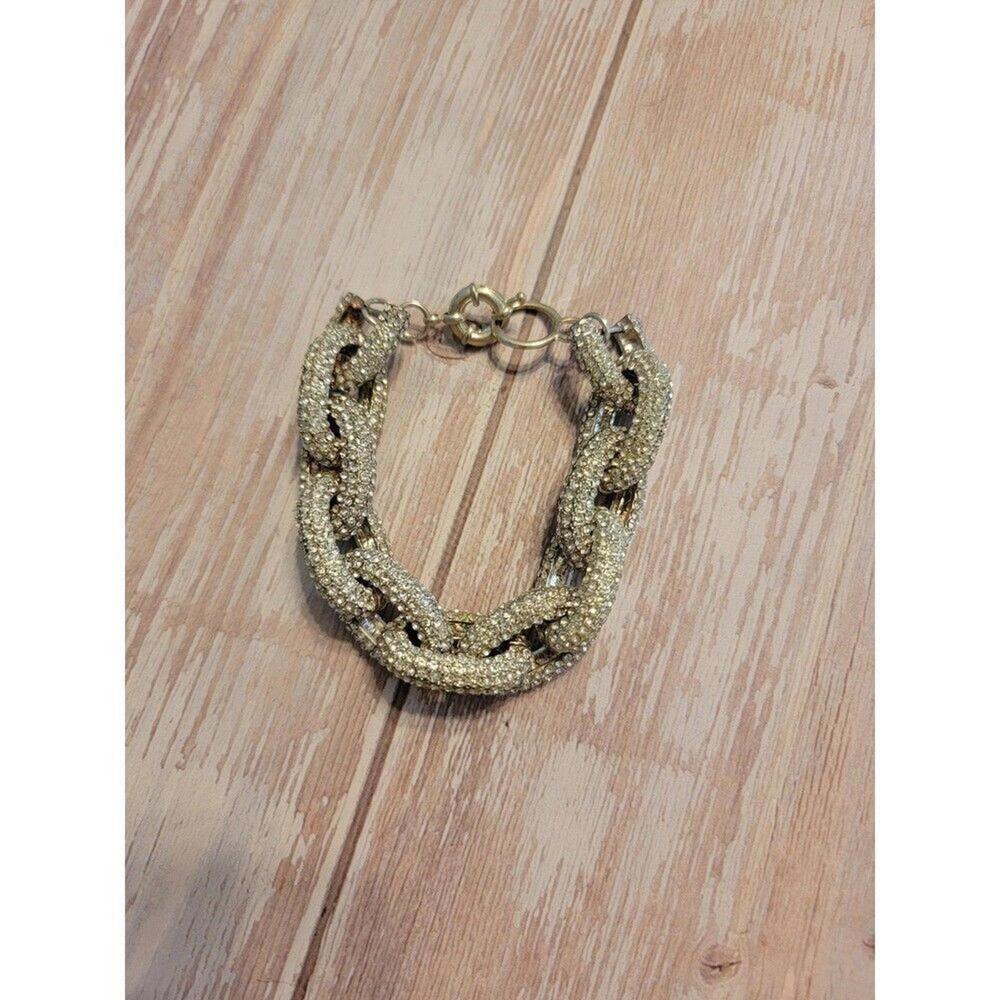 Big Chunky Rhinestone Chain Bracelet / 9" long